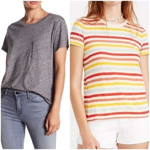 MADEWELL Set of 2 T Shirt - Whisper Crew Neck and Lo-Fi Shrunken Lenni Stripes